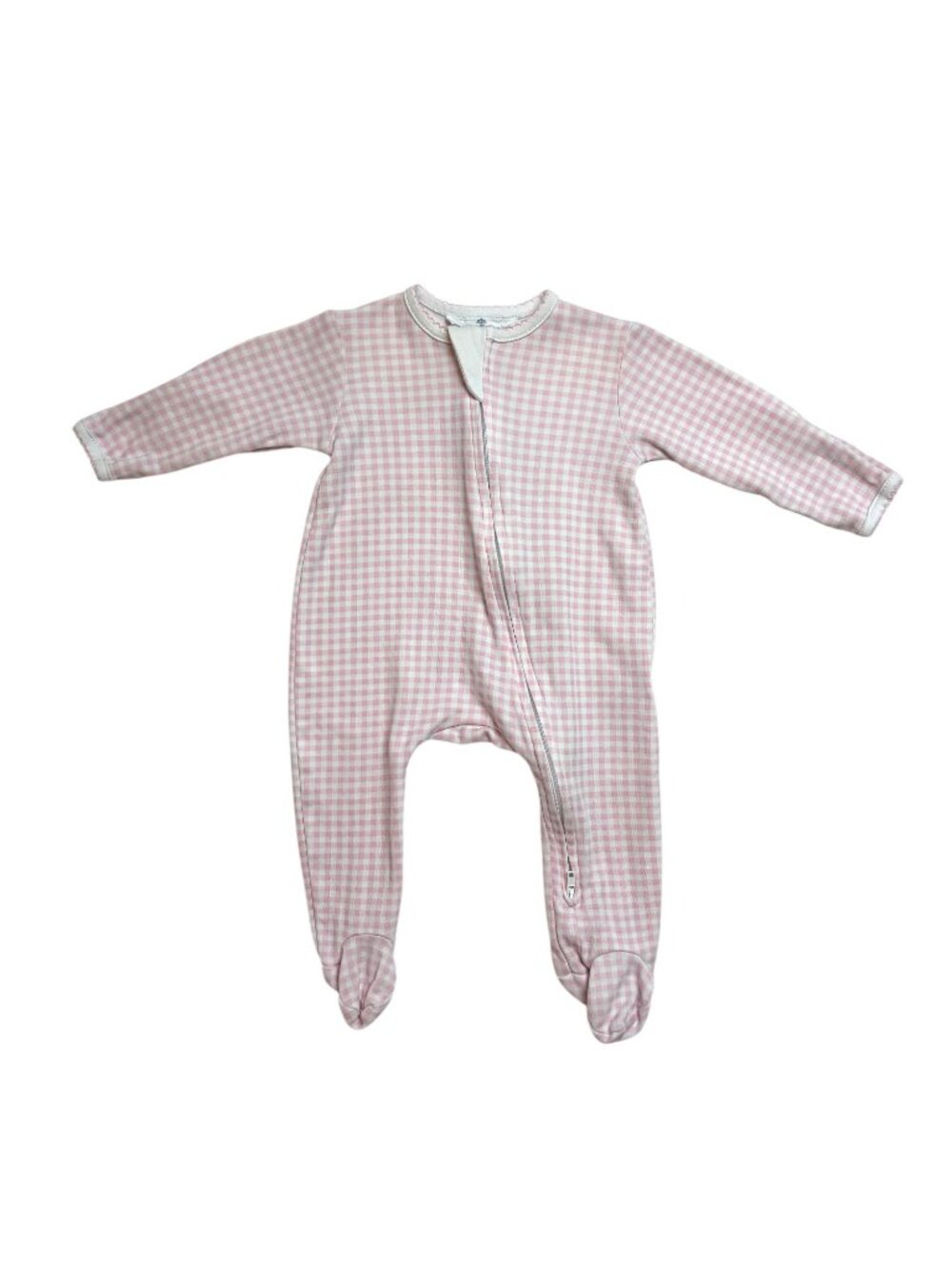 Magnolia Girls Baby Pink and White Gingham Sleeper Size Newborn